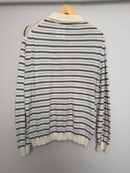 Preowned Miu Miu 3 Button Stripe Cream Black L/S size S/M