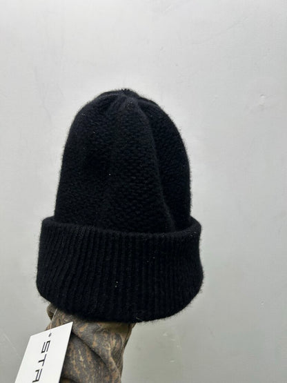 Preowned Chanel Black White CC Knit Logo Beanie