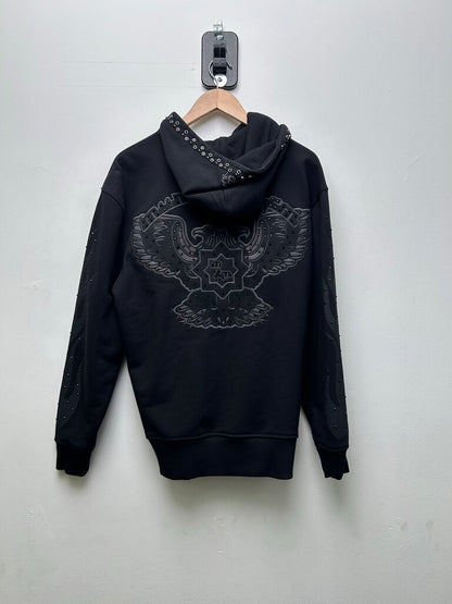New Murder FM Black Rhinestone Zip Hoodie sz.Medium