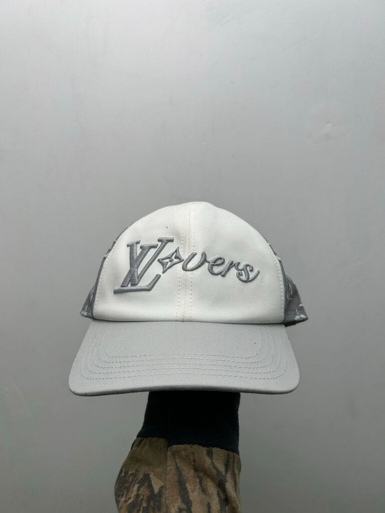 Preowned Louis Vuitton Grey White Mesh Monogram LV Lovers Hat