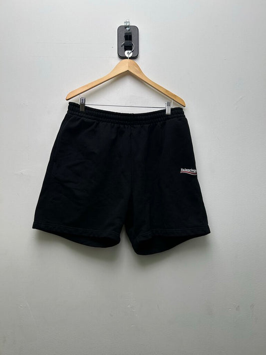 Preowned Balenciaga Campign Black Logo Shorts Sz.XXL