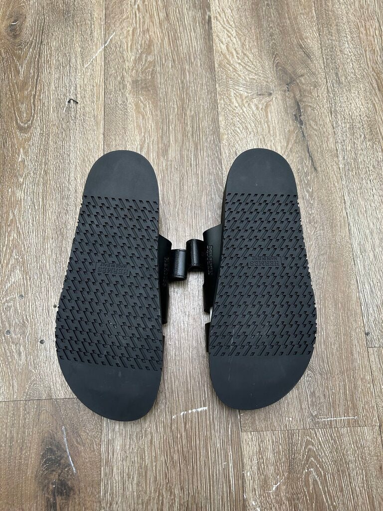 New Hermes Black Leather Sandals Size 42 (No Box)