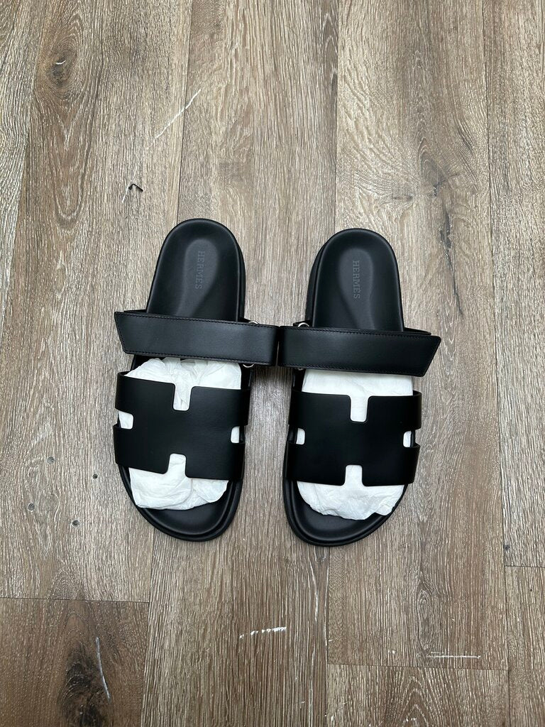 New Hermes Black Leather Sandals Size 42 (No Box)