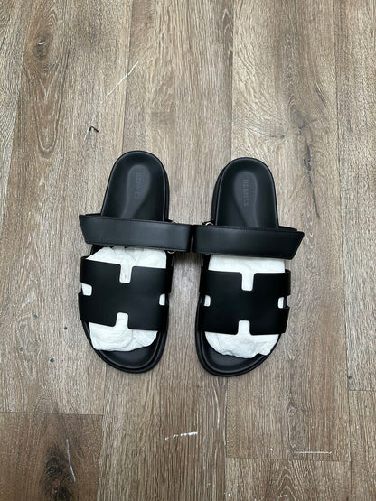 New Hermes Black Leather Sandals Size 42 (No Box)