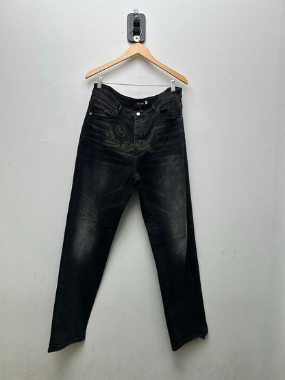 Preowned Sicko Olive On Black Denim Sz.34