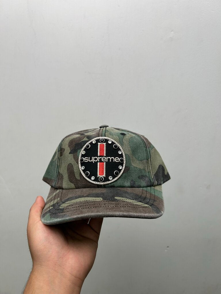 New Supreme Washed Camo Rhinestone Logo Hat