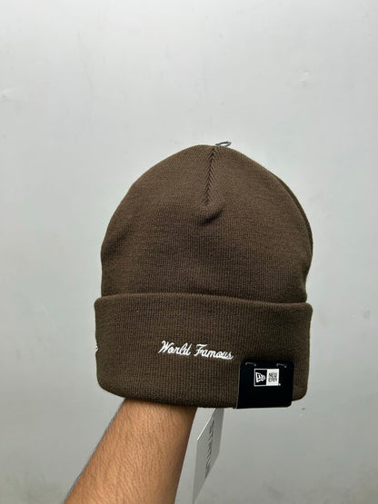 New Supreme Brown Orange Spellout Logo Beanie
