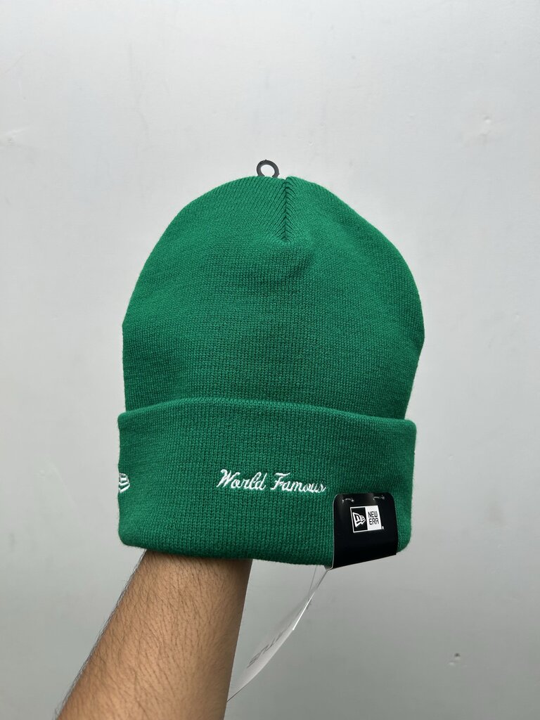 New Supreme Green Black Gold Spellout Logo Beanie