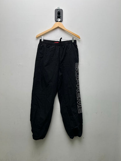 Preowned Supreme Spellout Embroidered Black Track Pants sz.S