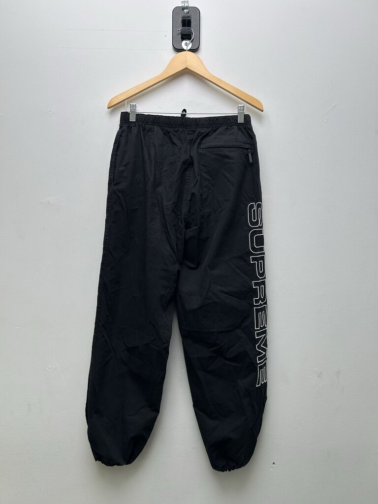 Preowned Supreme Spellout Embroidered Black Track Pants sz.S