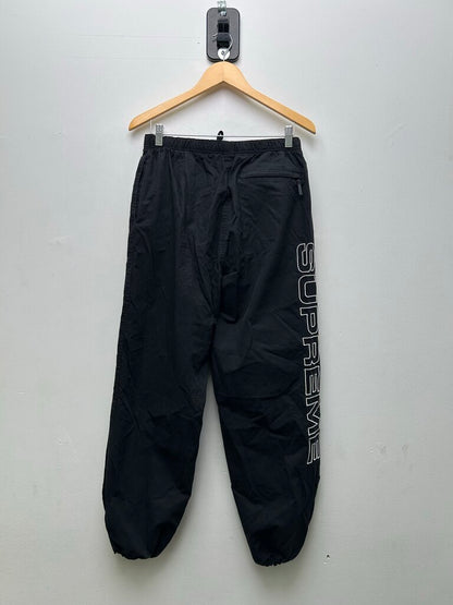 Preowned Supreme Spellout Embroidered Black Track Pants sz.S