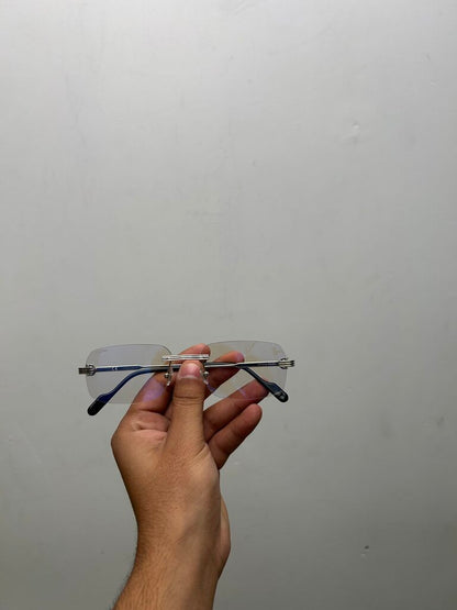 Preowned Cartier Blue Lenses Silver Frames
