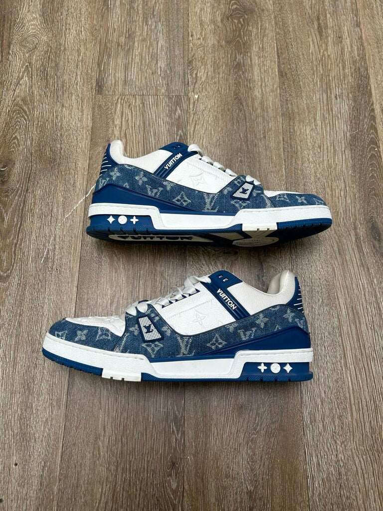 Preowned Louis Vuitton Blue Monogram Denim Trainer Sz.11LV/13M (No Box)