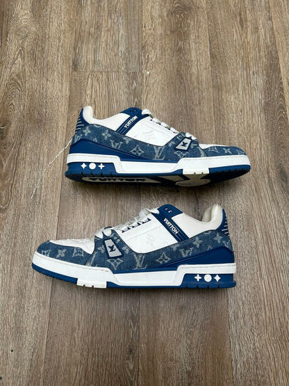 Preowned Louis Vuitton Blue Monogram Denim Trainer Sz.11LV/13M (No Box)