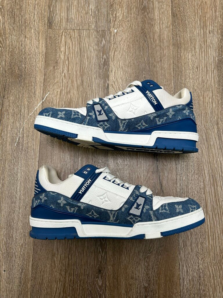 Preowned Louis Vuitton Blue Monogram Denim Trainer Sz.11LV/13M (No Box)