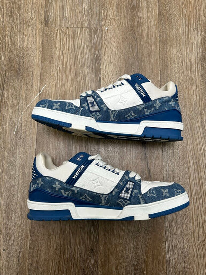 Preowned Louis Vuitton Blue Monogram Denim Trainer Sz.11LV/13M (No Box)