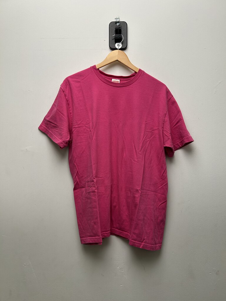 Preowned Supreme Tape Back Logo Pink Tee sz.L
