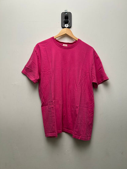 Preowned Supreme Tape Back Logo Pink Tee sz.L