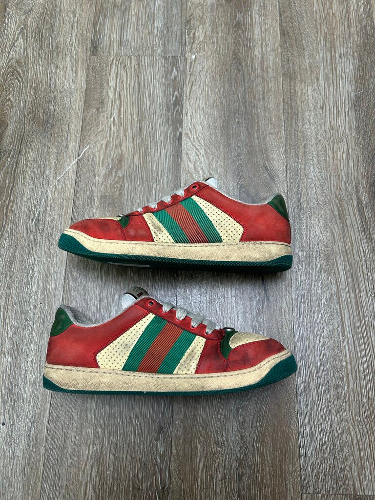 Preowned Gucci Screener Distressed Red Green Sz 8 (NO BOX)