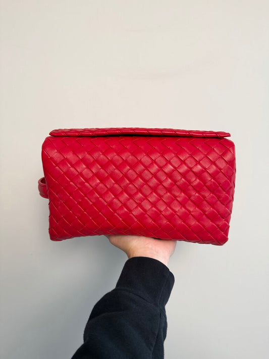 Preowned Bottega Vanette Red Toiletry Bag