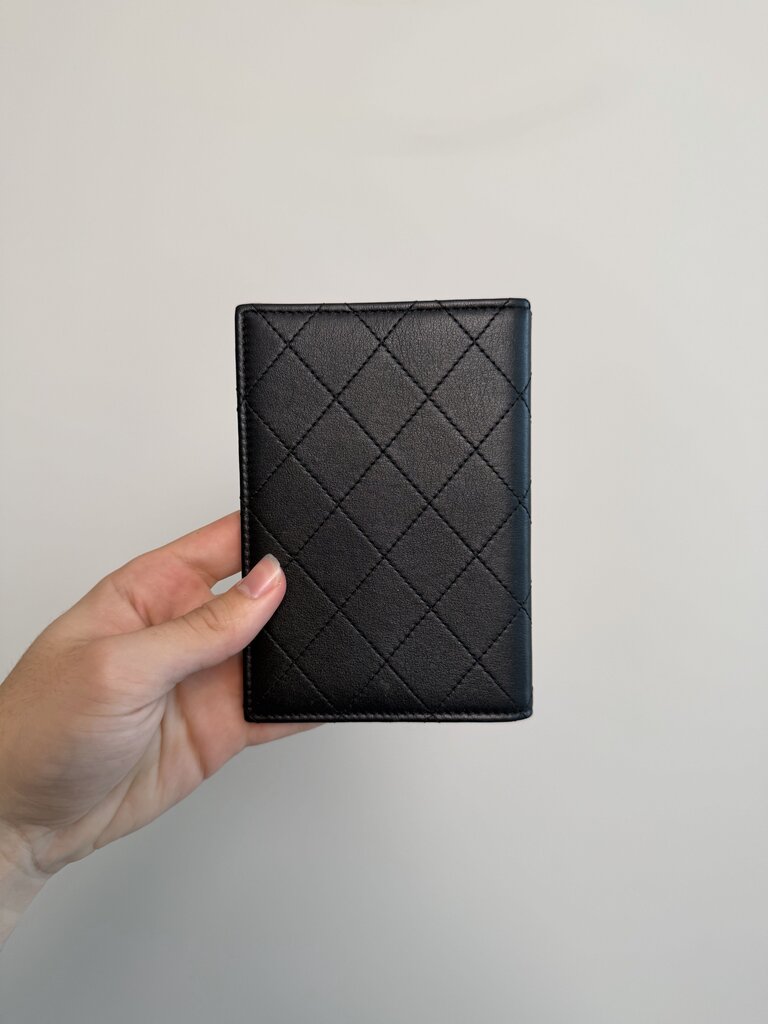 Preowned Chanel Quilted Black Passport Bi-Fold Wallet