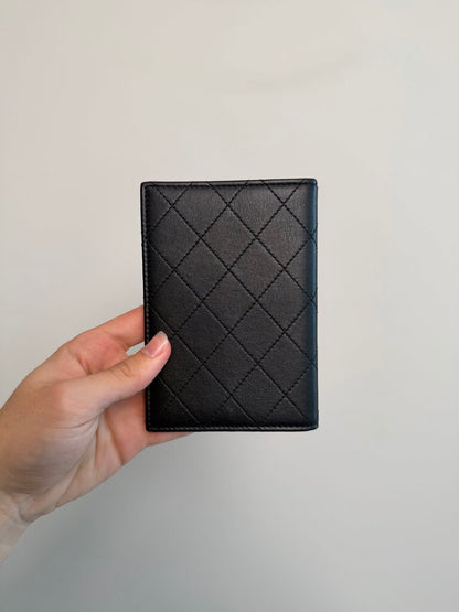 Preowned Chanel Quilted Black Passport Bi-Fold Wallet