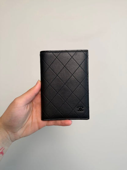 Preowned Chanel Quilted Black Passport Bi-Fold Wallet