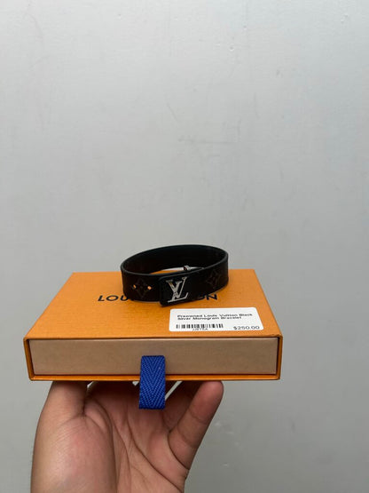Preowned Louis Vuitton Black Silver Monogram Bracelet