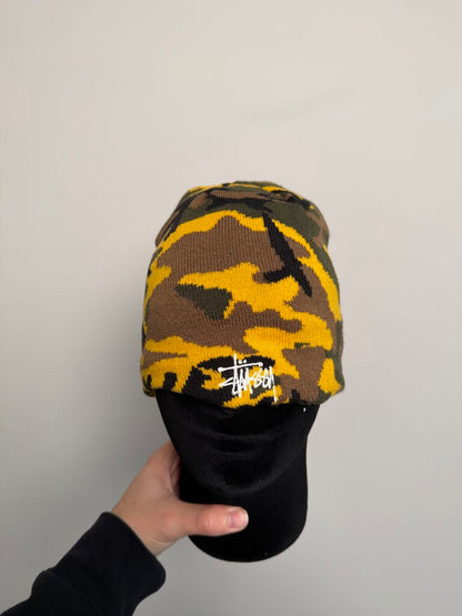 New Stussy Basic Yellow Camo Knit Skullcap