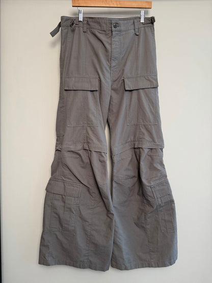Preowned Balenciaga Grey Cargo Zip Off Flare Denim size M