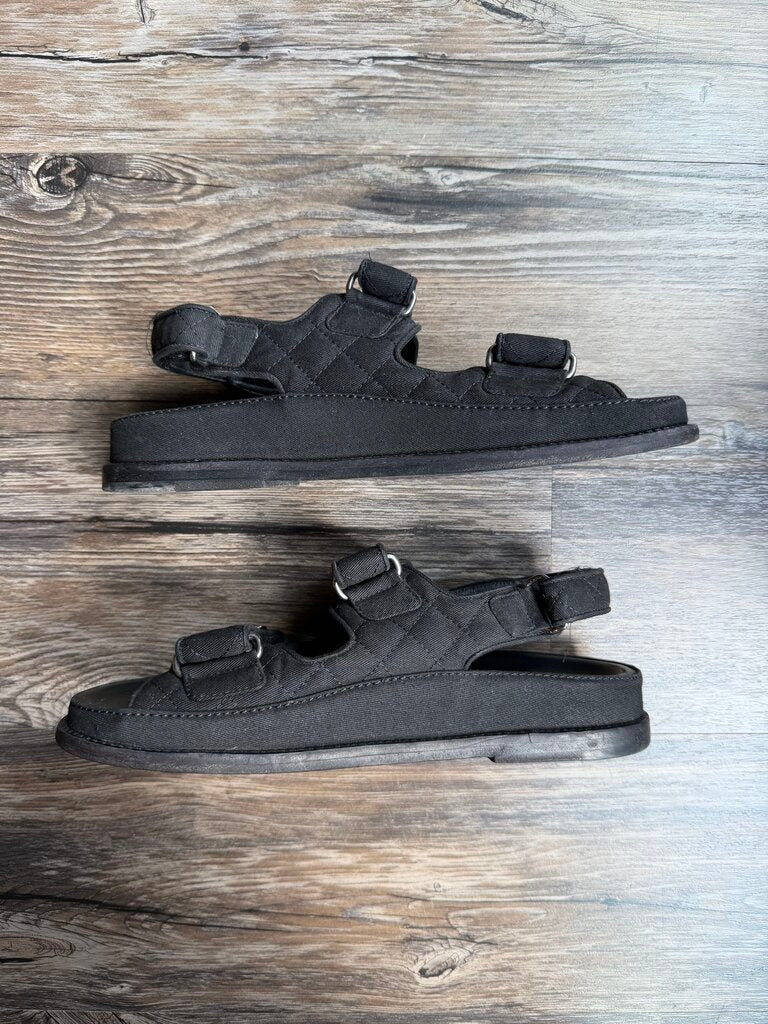 Preowned Chanel Black Quilted Sandel size 37( no box)