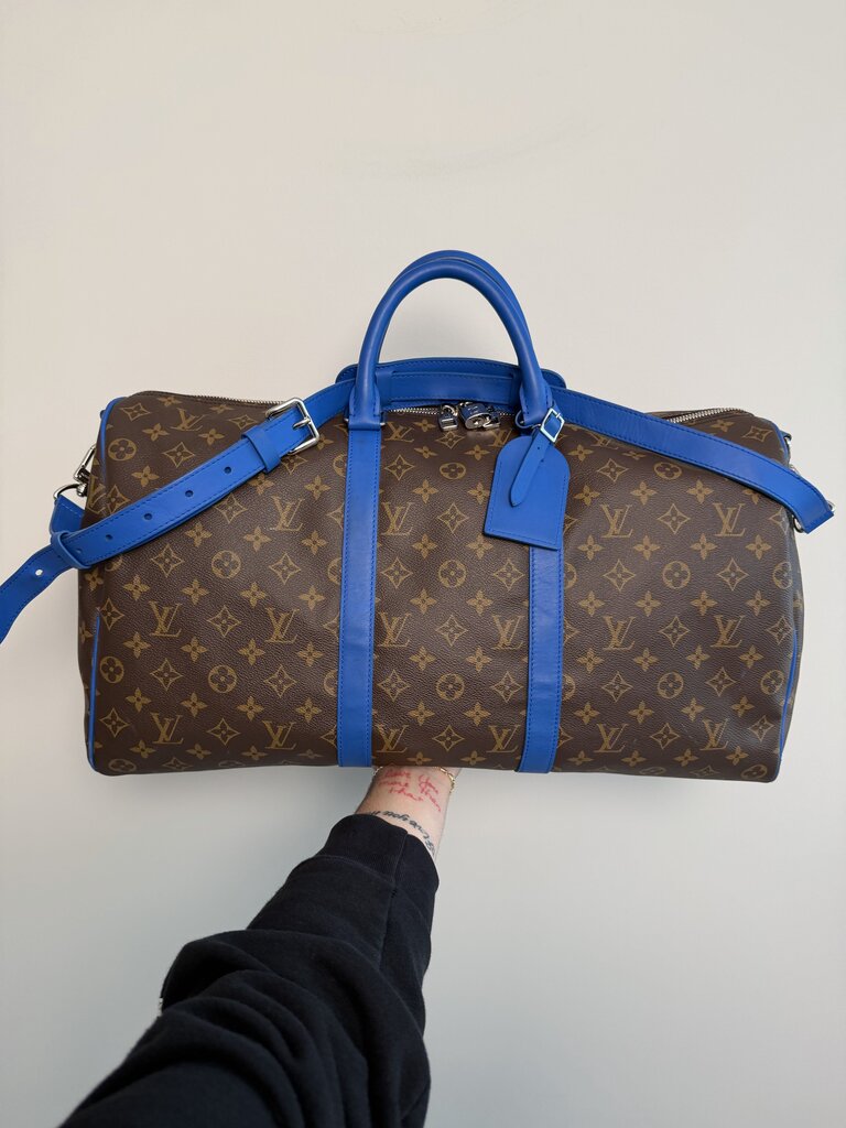Preowned Louis Vuitton Monogram Blue Strap Keepall 45