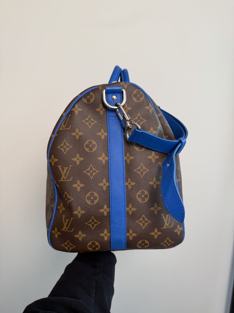 Preowned Louis Vuitton Monogram Blue Strap Keepall 45