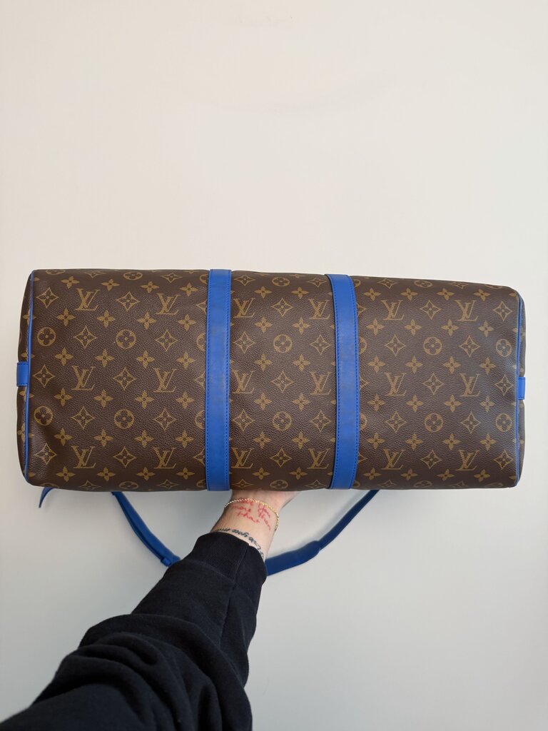 Preowned Louis Vuitton Monogram Blue Strap Keepall 45