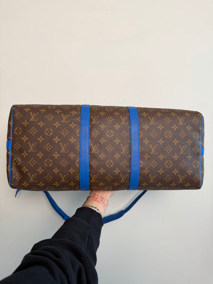 Preowned Louis Vuitton Monogram Blue Strap Keepall 45