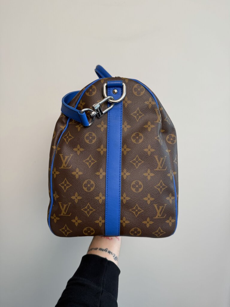 Preowned Louis Vuitton Monogram Blue Strap Keepall 45