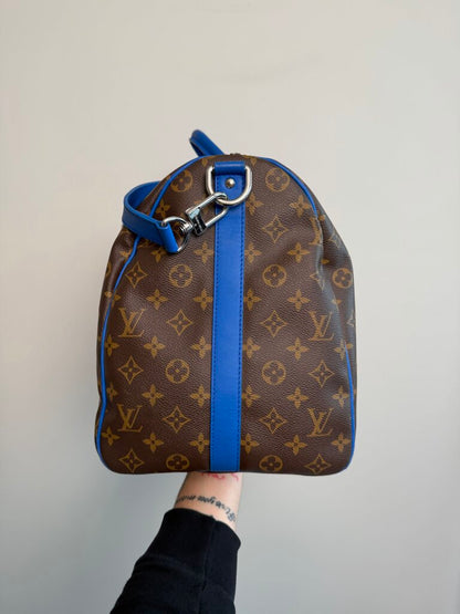 Preowned Louis Vuitton Monogram Blue Strap Keepall 45