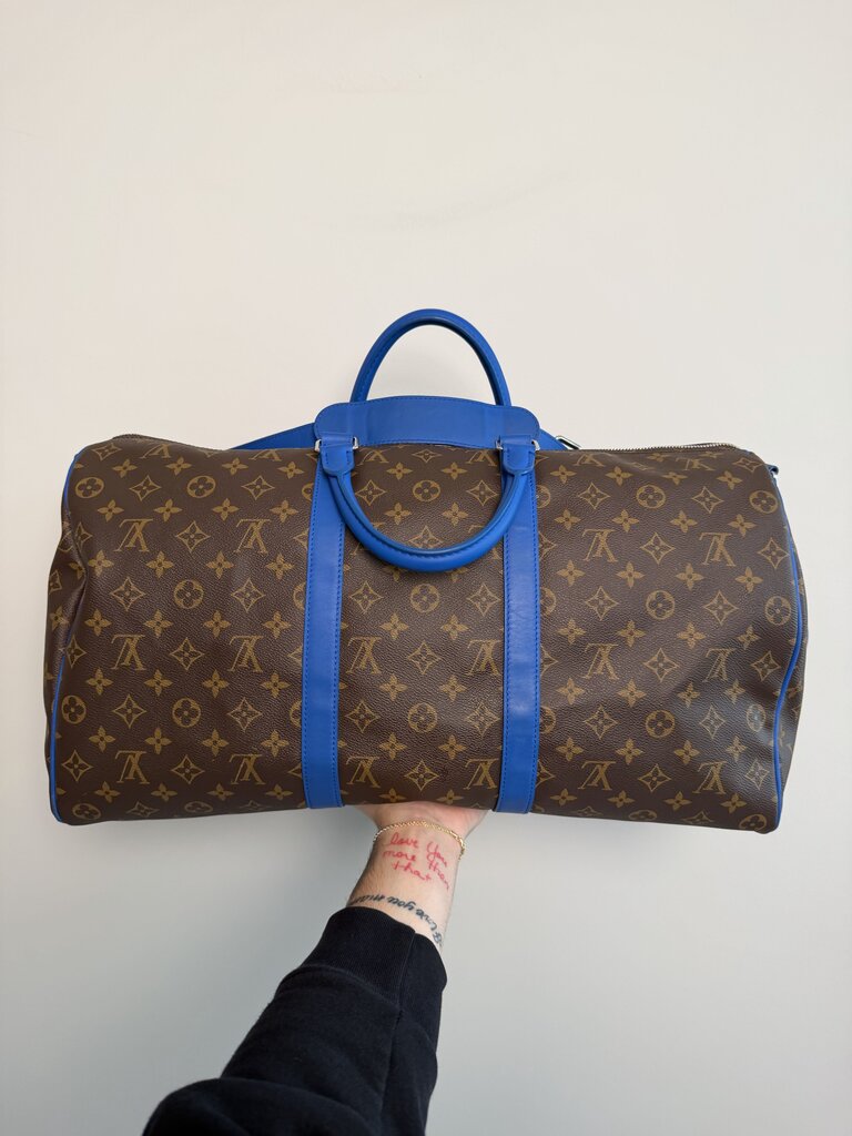 Preowned Louis Vuitton Monogram Blue Strap Keepall 45