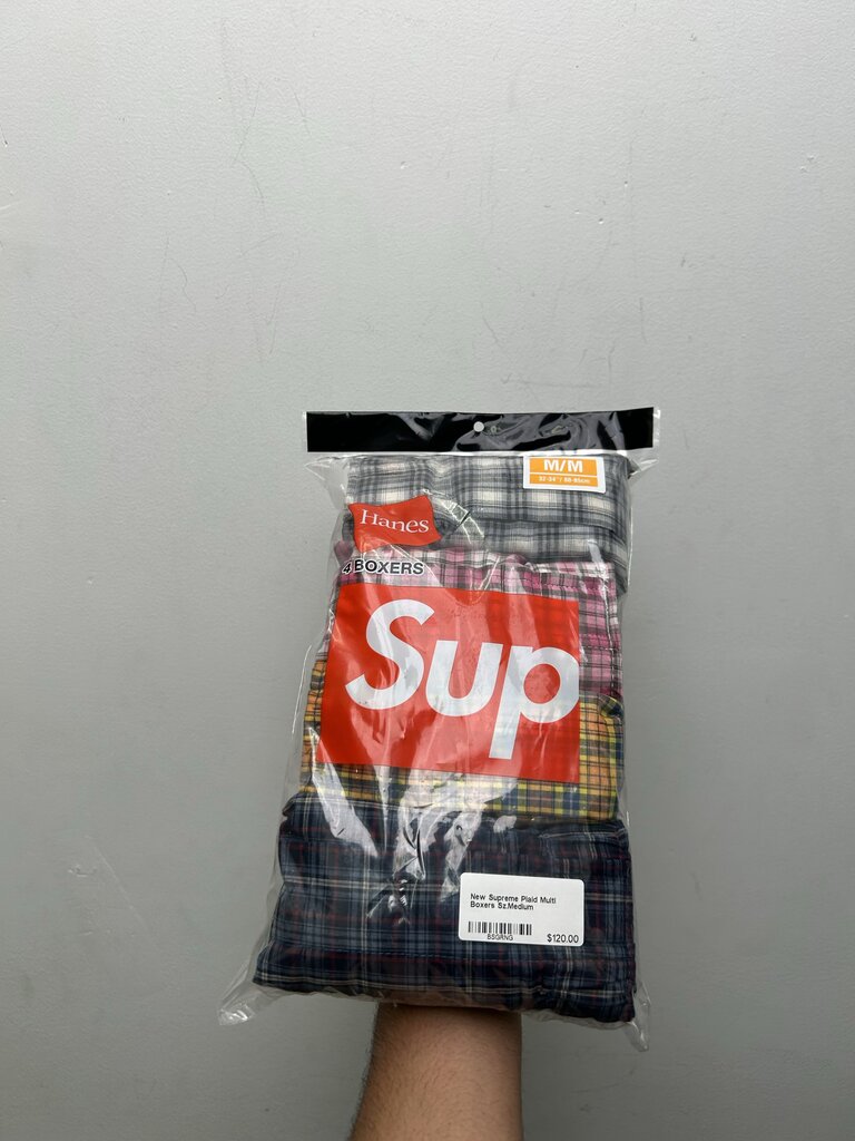 New Supreme Plaid Multi Boxers Sz.Medium