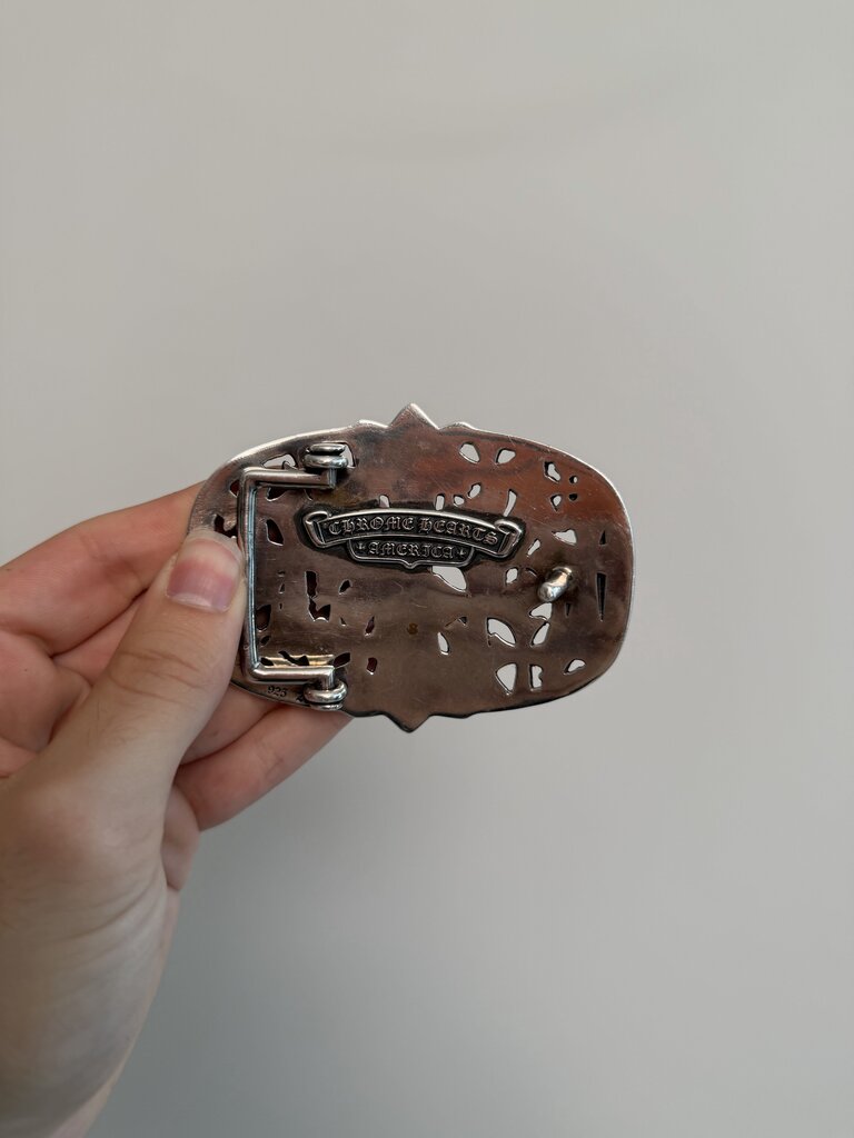 Preowned Chrome Heart Cemetery Buckle