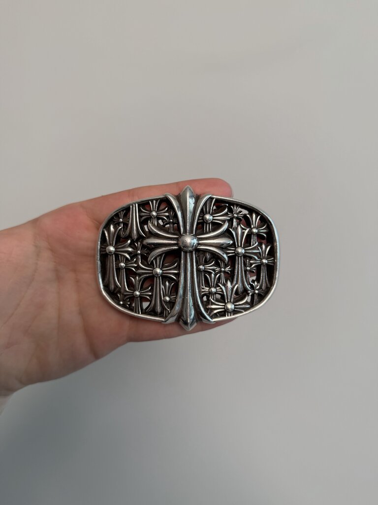 Preowned Chrome Heart Cemetery Buckle