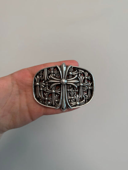 Preowned Chrome Heart Cemetery Buckle