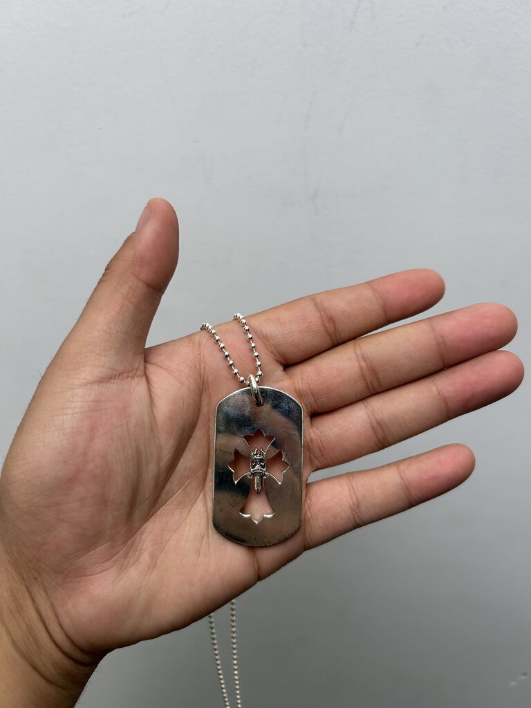 New Chrome Hearts Mini Dagger Cross Cutout Dog Tag