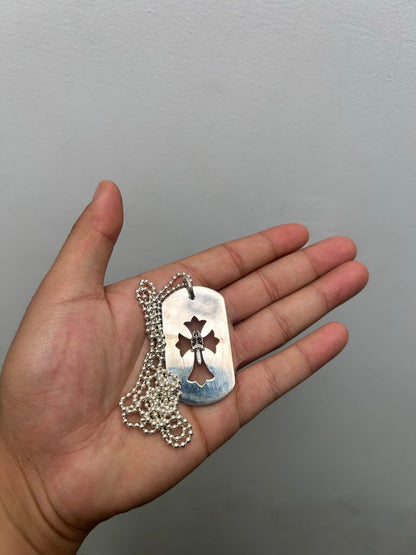 New Chrome Hearts Mini Dagger Cross Cutout Dog Tag