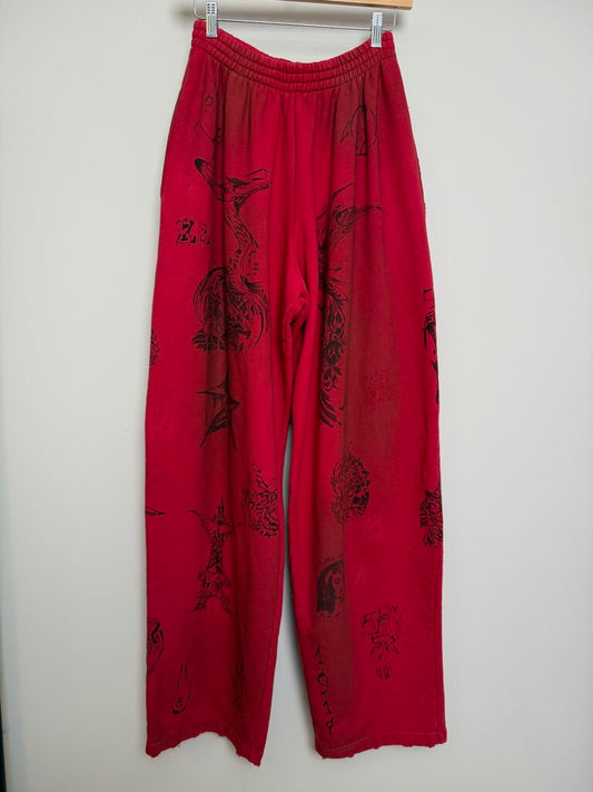 New Balenciaga Red Tattoo Skate sweatpants size S(Fits S-XL)