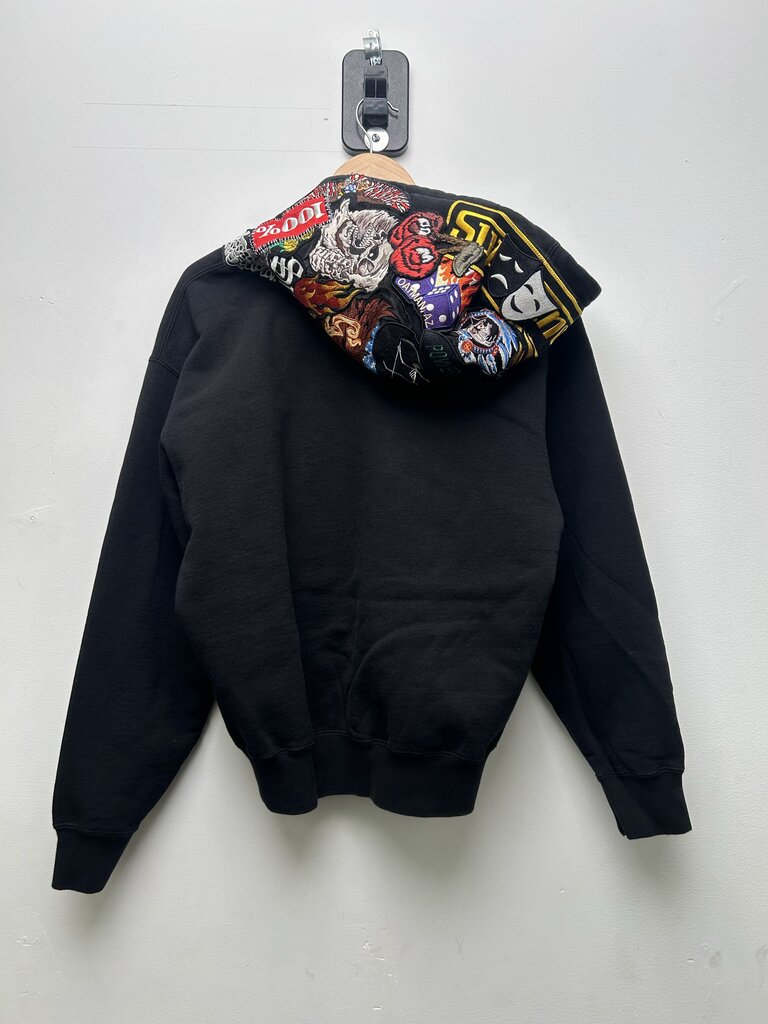 New Supreme All Over Patch Hood Black Zip Hoodie sz.S