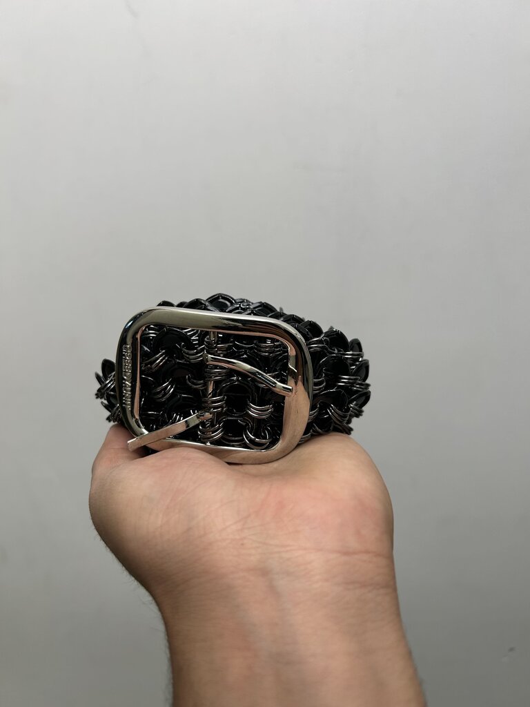 Preowned Greedy Unit Black Bottle Cap Belt