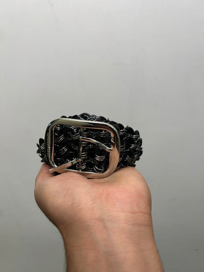 Preowned Greedy Unit Black Bottle Cap Belt