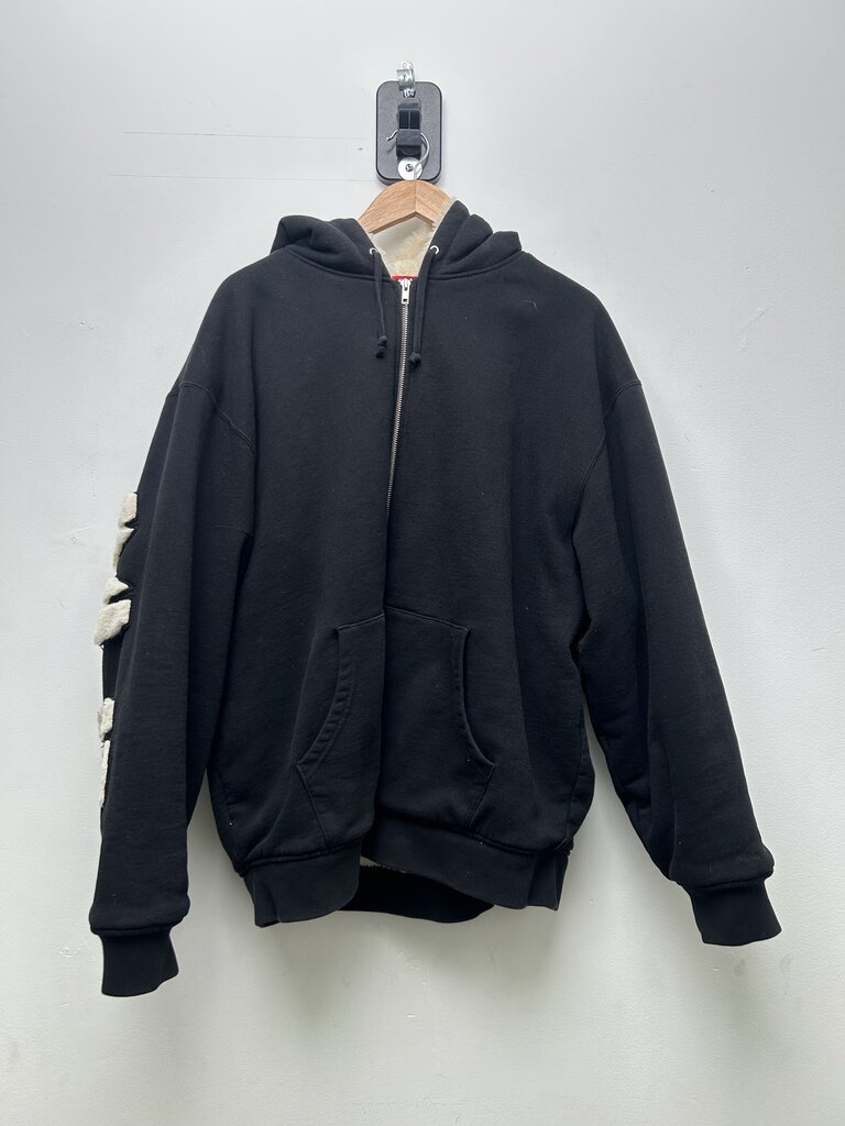 Preowned Supreme Faux lined Spellout Black Zip Size XL