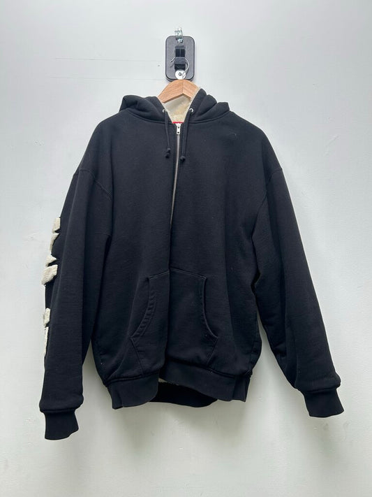 Preowned Supreme Faux lined Spellout Black Zip Size XL
